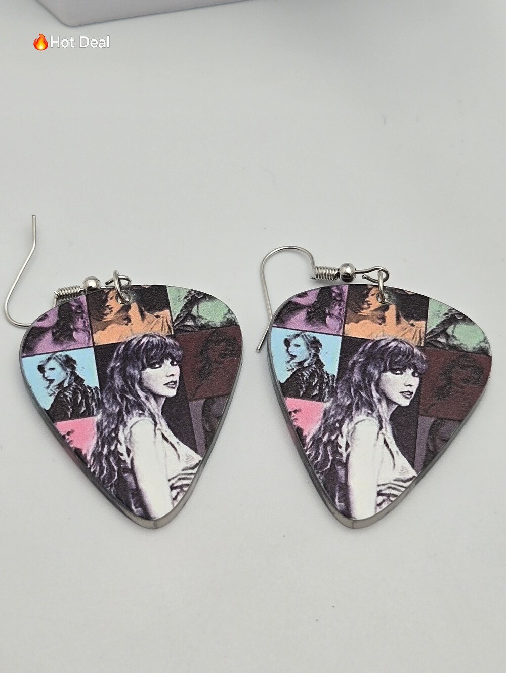 Taylor Swift Eras Tour Inspired Guitar Pick Drop Earrings Handmade 2.5"